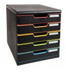 Module de classement Modulo Black Office 5 tiroirs fermés Noir/arlequin
