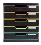 Module de classement Modulo Black Office 5 tiroirs fermés Noir/arlequin