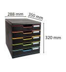 Module de classement Modulo Black Office 5 tiroirs fermés Noir/arlequin