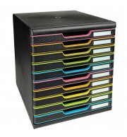 Module de classement Modulo Black Office 10 tiroirs fermés Noir/arlequin
