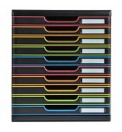 Module de classement Modulo Black Office 10 tiroirs fermés Noir/arlequin