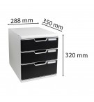 Module de classement Modulo Office 3 tiroirs fermés Noir