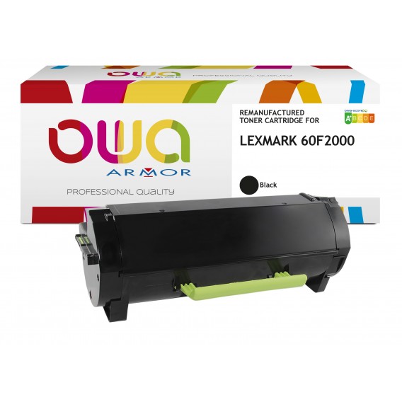 ARMOR CARTOUCHE LASER NOIRE COMP LEXMARK 60F2000 (602) 2500P / K15640