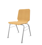 CHAISE COQUE BOIS PIETEMENT CHROME