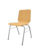 CHAISE COQUE BOIS PIETEMENT CHROME