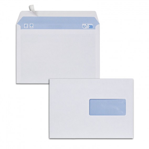 500 enveloppes à fenêtre blanches C5 162x229 80 g/m² - GPV 598