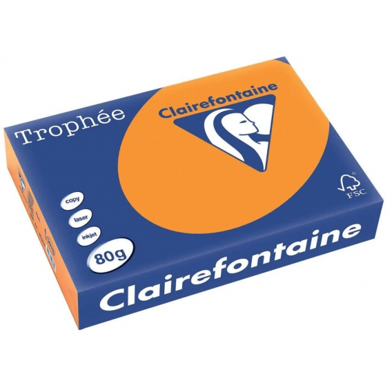 Ramette 500 feuilles A3 ORANGE FLUO 80g CLAIREFONTAINE TROPHEE 2880C