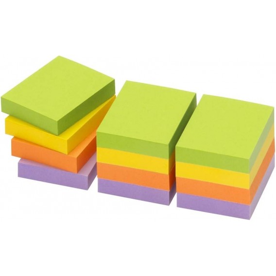 12 blocs type post-it 100 feuilles 40x50mm 4 couleurs fluo