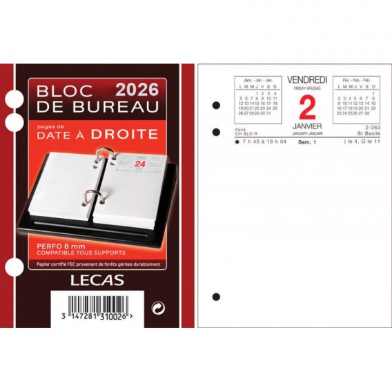 BLOC EPHEMERIDE DATE A DROITE 2026
