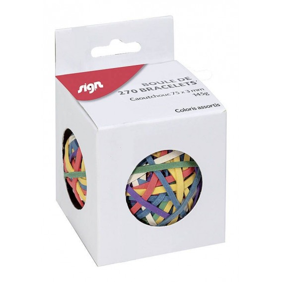 Boule de 270 bracelets élastiques coloris assortis SIGN
