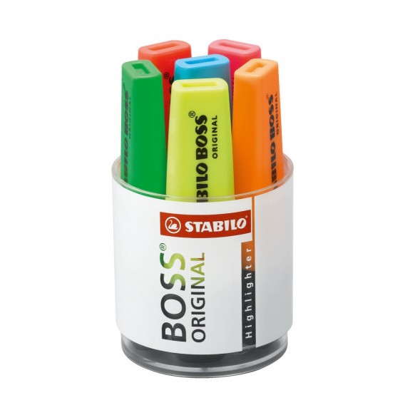 SURLIGNEURS STABILO BOSS ORIGINAL- POT DE 6 COULEURS ASSORTIES