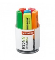 Pot 6 surligneurs BOSS ORIGINAL jaune + bleu + vert + rouge + orange + rose