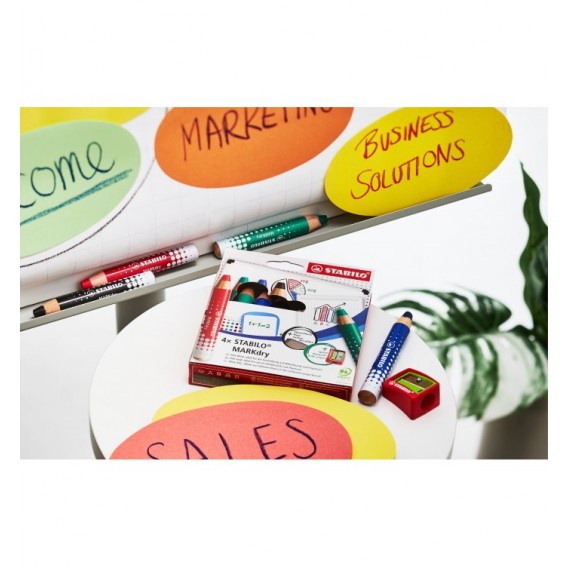 CRAYON EFFACABLE A SEC WITHEBOARD MARKER DRY POCH 4 ASS+TAILLE CRAYON