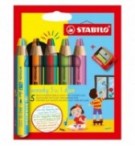 CRAYON WOODY STABILO DUO ETUI DE 5 ASS AVEC TAILLE CRAYON