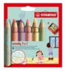 CRAYONS WOODY COUL. PASTEL STABILLO ETUI DE 6 +TAILLE CRAYON