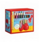 SET 15 STABILO WOODY 3 EN 1 + 1 TAILLE-CRAYON + 1 SUPPORT RANGEMENT
