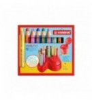 SET 15 STABILO WOODY 3 EN 1 + 1 TAILLE-CRAYON + 1 SUPPORT RANGEMENT