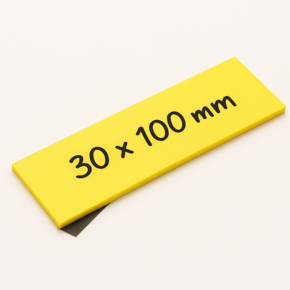 LOT 10 ETIQUETTES MAGNETIQUES 30X100mm JAUNES