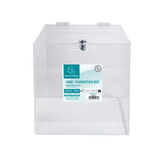 URNE TRANSPARENTE FERMETURE A CLEF 25X25X25cm