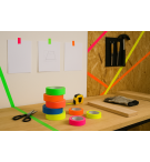 5 ROULEAUX ADHESIF TOILE FLUO COULEURS ASSORTIES 12mmX5,5m 