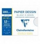 PAPIER DESSIN BLANC A GRAIN 240X320 180G/POCH12F