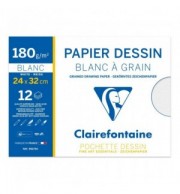 PAPIER DESSIN BLANC A GRAIN 240X320 180G/POCH12F