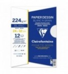 PAPIER DESSIN BLANC 240X320 224G / POCH 12F