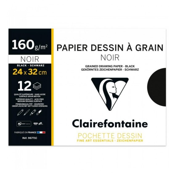 PAPIER DESSIN NOIR 240X320 160G / POCH 12F