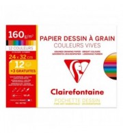 PAPIER DESSIN COUL VIVES ASS 240X320 160G / POCH 12F