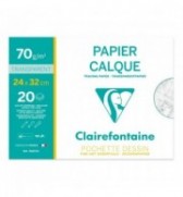 20 feuilles papier calque 24 x 32 cm  75g A4+ Clairefontaine 96872C