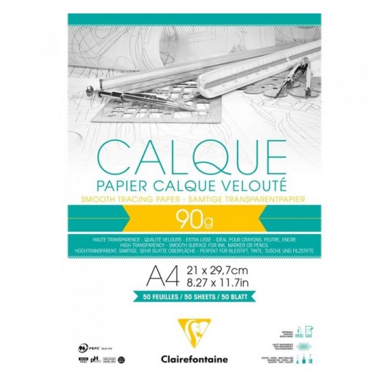 Bloc Collé 50 feuilles papier calque A4 hautement transparent 97133C