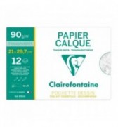 Pochette 12 Feuilles A4 papier calque hautement transparent A4 96853C Clairefontaine