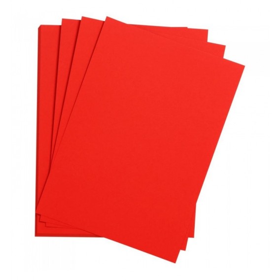 FEUILLE DESSIN A GRAIN 50X65 ROUGE VIF 160G