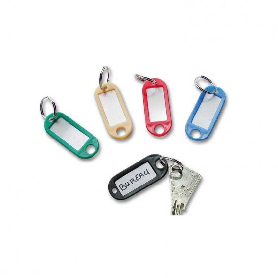 Sachet de 20 Porte-clés plastique coloris assortis 56 x 22 mm