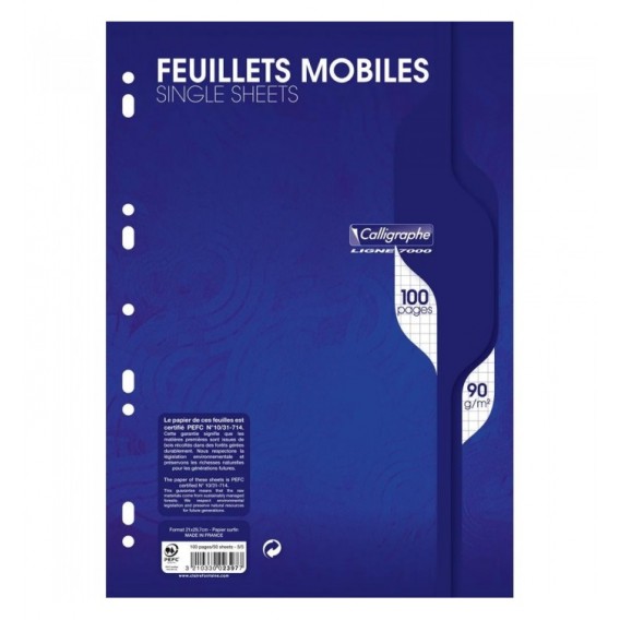 FEUILLETS MOBILES 90G 5X5 A4 - PAQUET DE 50 FEUILLES