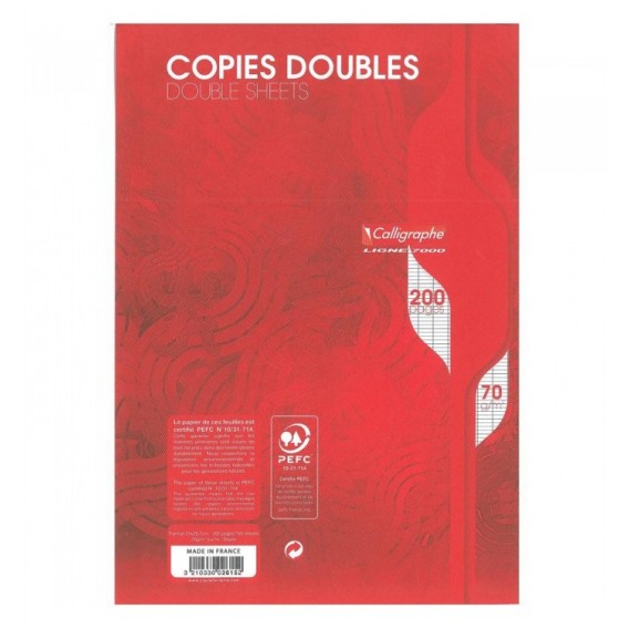 50 copies doubles (200 pages) non perforées A4 séyès 70g blanches