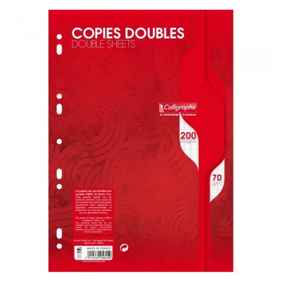 COPIES DOUBLES 70G SEYES 210X297 / PAQ DE 100F (200P)