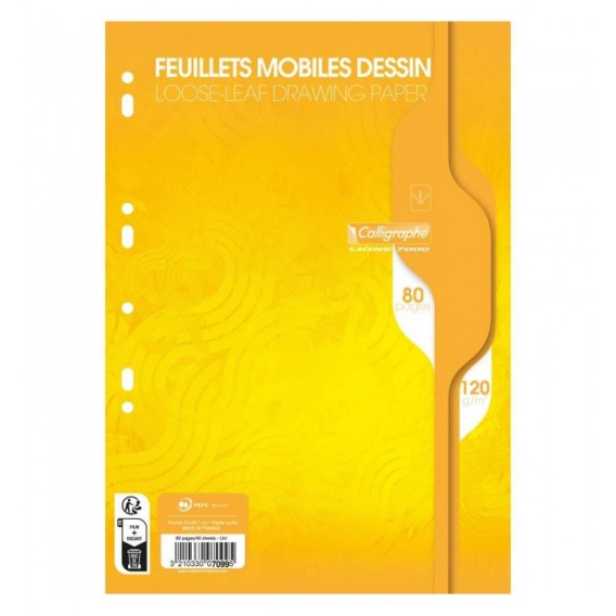 FEUILLETS MOBILES DESSIN A4 120G - PAQUET DE 80