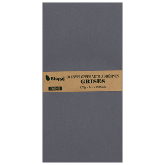 ENVELOPPES 110X220mm GRIS ACIER AUTO ADHESIVES - PAQUET DE 50