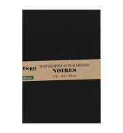 ENVELOPPES 114X162mm NOIRES AUTO ADHESIVES - PAQUET DE 50