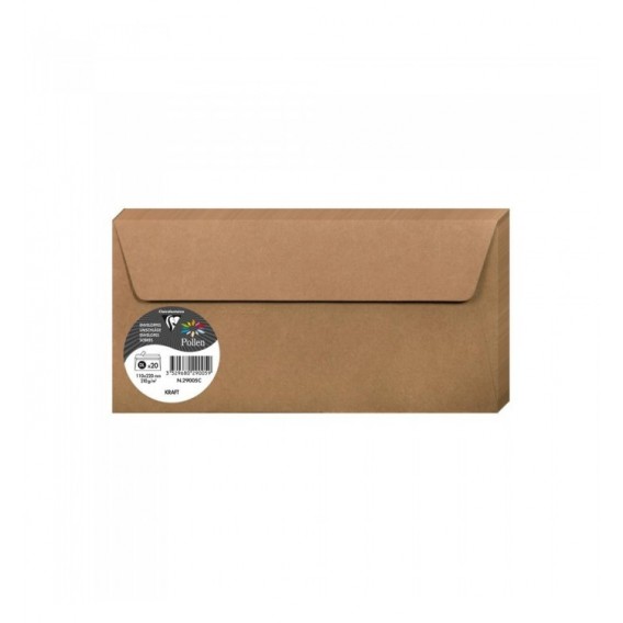 20 ENVELOPPES KRAFT 120G 110 X 220 MM