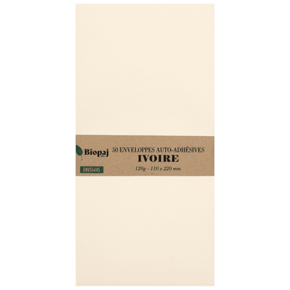 ENVELOPPE 110X220mm IVOIRE AUTO ADHESIVE 120G - PAQUET DE 50