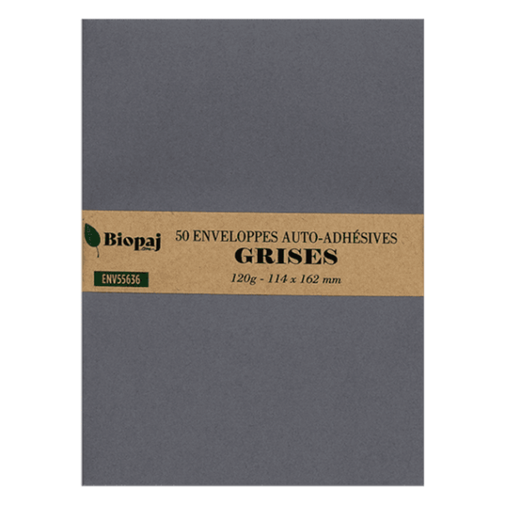 ENVELOPPES 114X162mm GRIS ACIER AUTO ADHESIVES - PAQUET DE 50