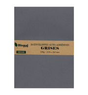 ENVELOPPES 114X162mm GRIS ACIER AUTO ADHESIVES - PAQUET DE 50