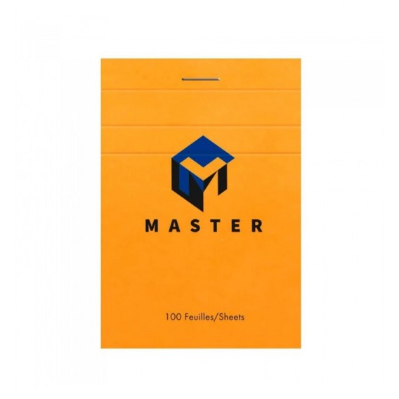 Bloc bureau master a7 74x105mm agrafe en-tete 100f 70gr 5x5 orange 10707C