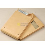 250 POCHETTES KRAFT A SOUFFLET 229X324X30mm A FENETRE