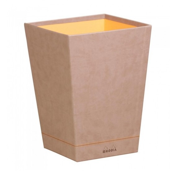 CORBEILLE A PAPIER SIMILI CUIR RHODIARAMA TAUPE