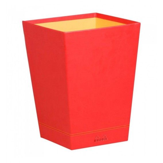 CORBEILLE A PAPIER SIMILI CUIR RHODIARAMA COQUELICOT