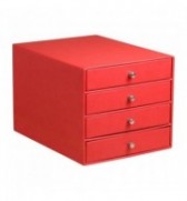 TRIEUR 4 TIROIRS SIMILI CUIR RHODIARAMA COQUELICOT