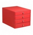 TRIEUR 4 TIROIRS SIMILI CUIR RHODIARAMA COQUELICOT